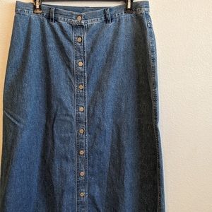 Ralph Lauren Jeans Jean Skirt Button Front Maxi 16W A-line